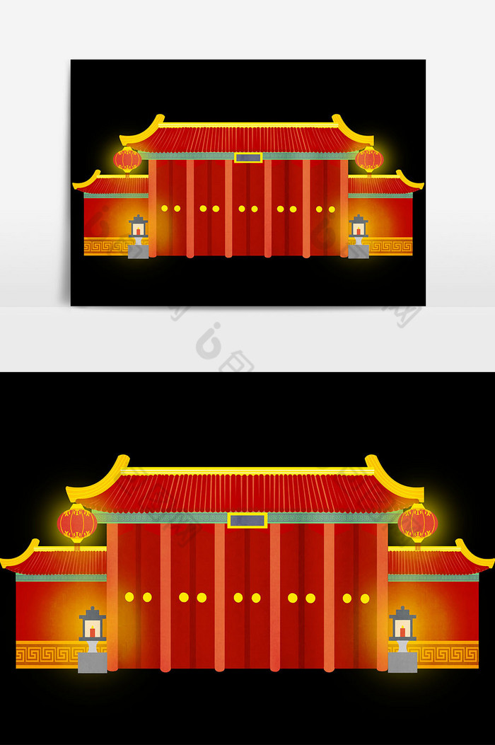 红墙绿瓦中式古风屋檐图片图片