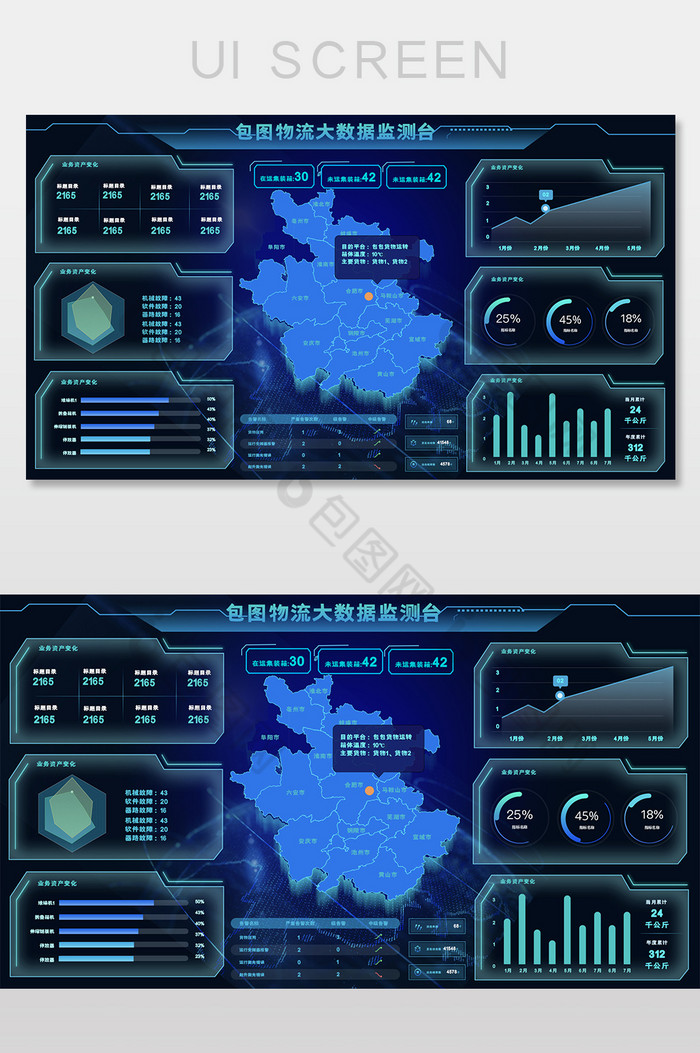 蓝色科技风物流监测大数据平台图片图片