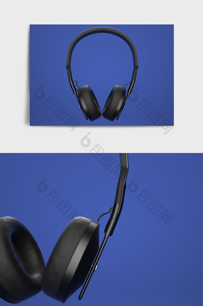 古典蓝头戴式耳机C4D模型