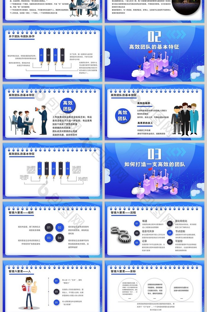 蓝色企业培训营销团队管理技巧PPT模板