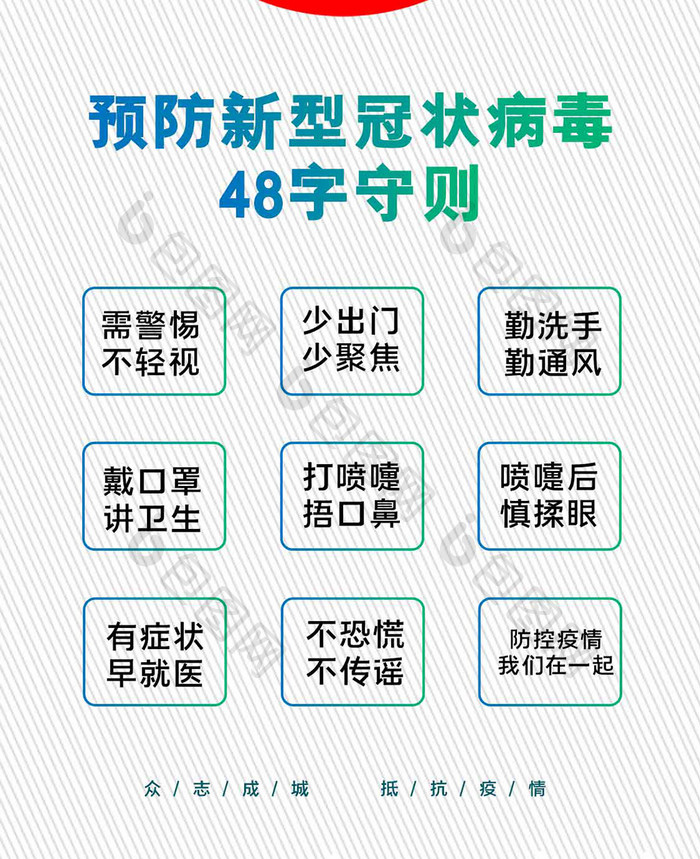 预防新型冠状病毒48字守则