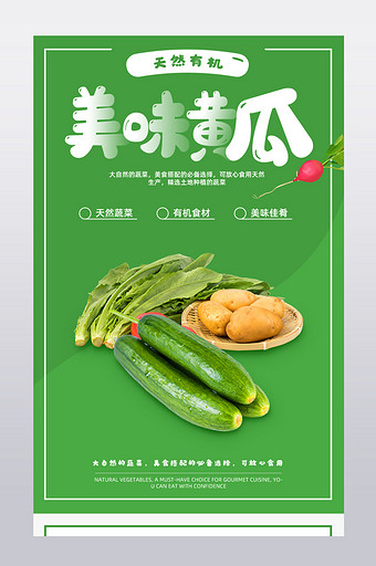 新鲜美食鲜黄瓜营养青菜美食蔬菜种植详情页图片