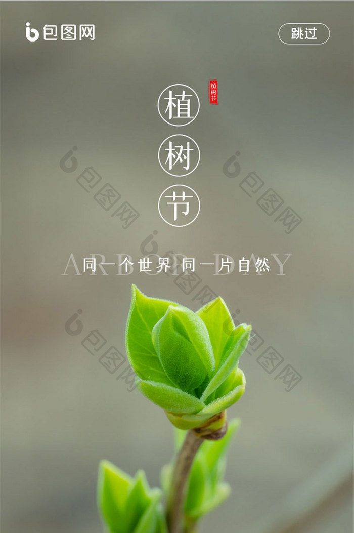 清新简约植树节APP启动页UI移动界面