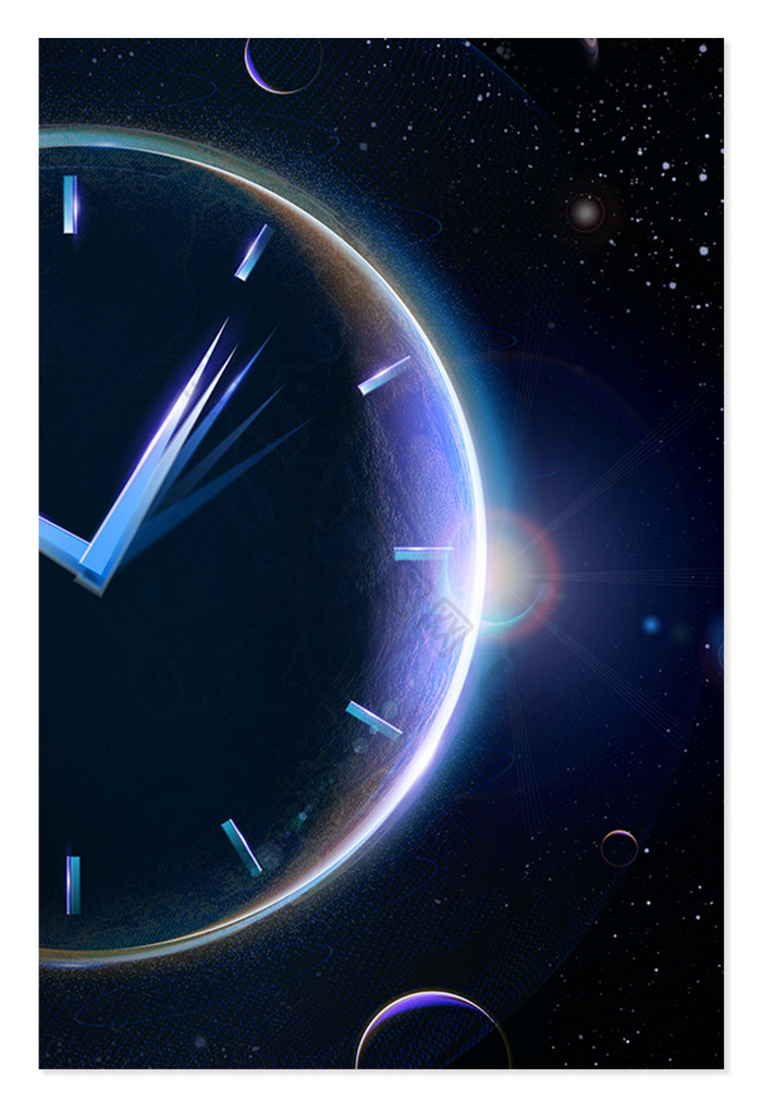 蓝色科技地球一小时时钟背景