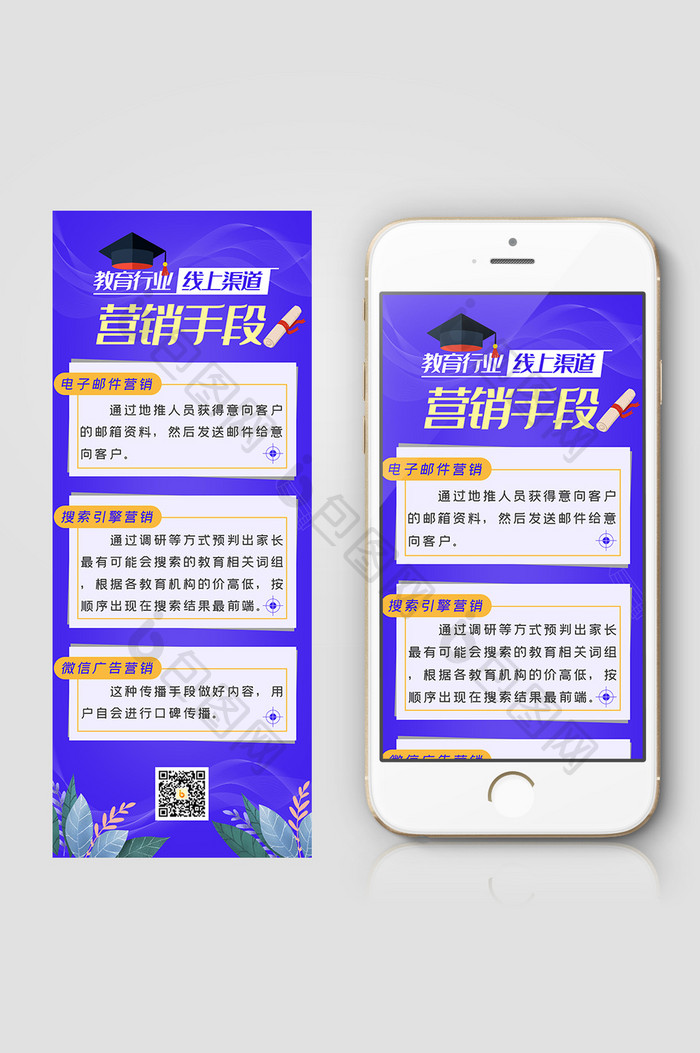 蓝色调教育新型营销手段信息长图
