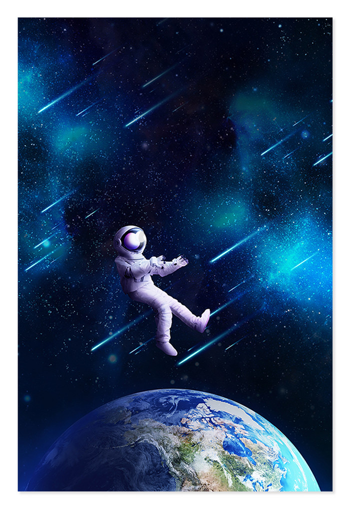 蓝色星空宇航员世界航天日背景