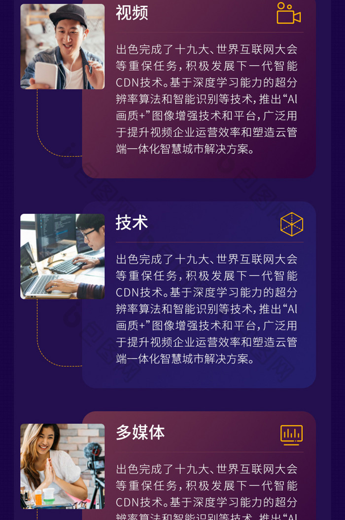 蓝色商务科技公司年度一季度财报H5长图