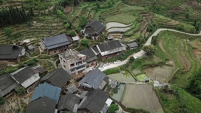 中国扶贫农村航拍 贫困村 广西山村乡间瑶