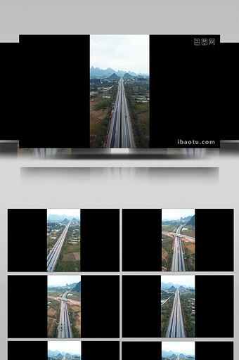 竖拍航拍4k高速公路车流山景物流交通图片
