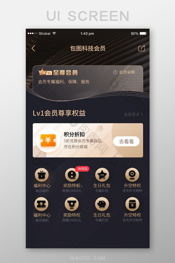 黑金低奢开通会员权限UI移动页面图片图片