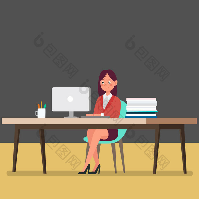 女性办公室办公动图GIF