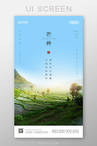 绿色小清新中国传统节气芒种启动页闪屏设计图片