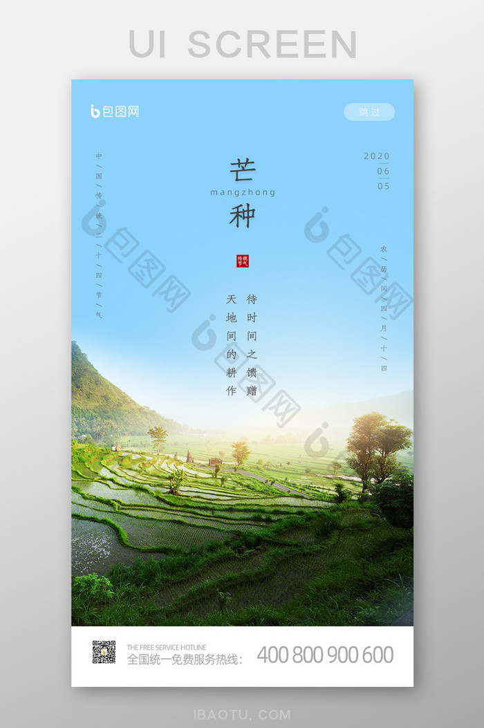 绿色小清新中国传统节气芒种启动页闪屏设计