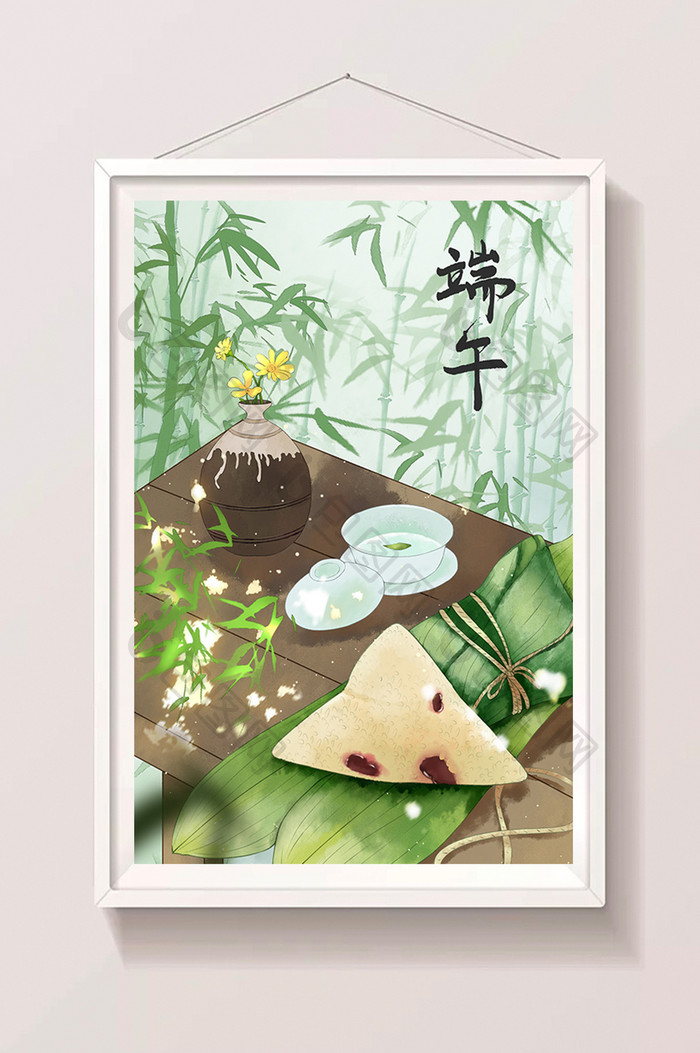 中国风手绘国潮端午节粽子插画