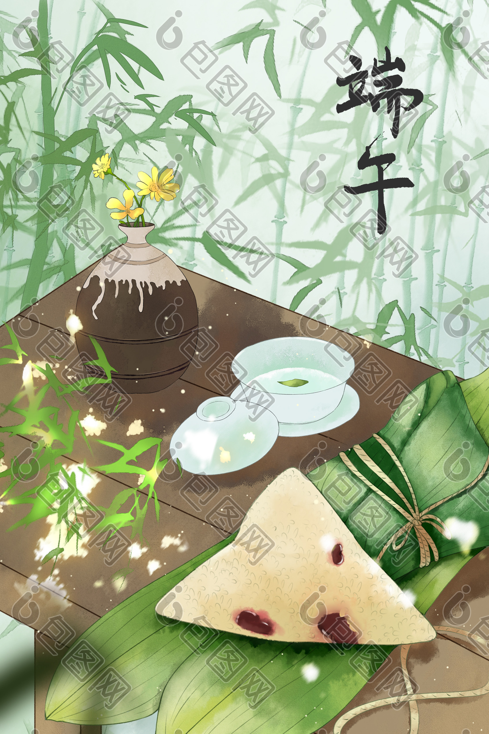 中国风国潮端午节粽子插画图片