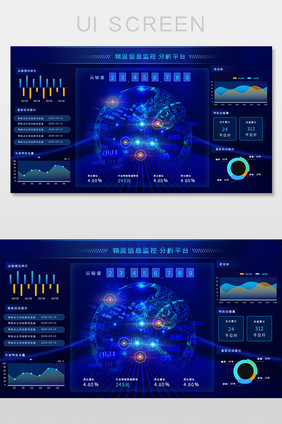 蓝色科技感物流信息监控大数据可视化