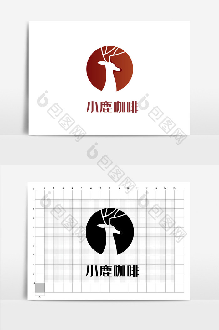 小鹿咖啡美食logo