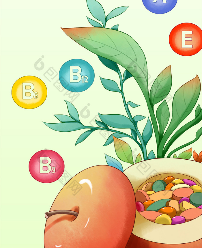 创意插画健康素食日手机配图