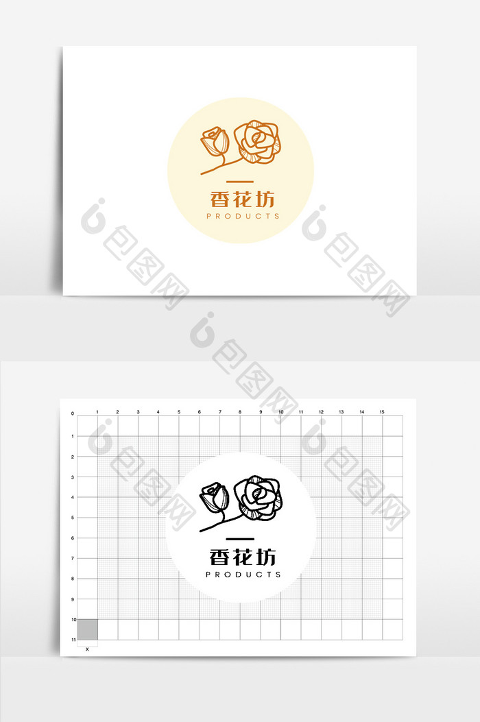 香花坊花店标志logo