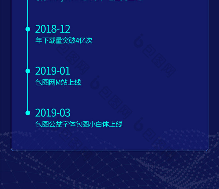 科技藍色感企業大事件時間軸長圖h5專題頁