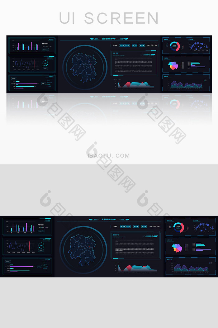 科技感安全智慧操作中心数据可视化大屏