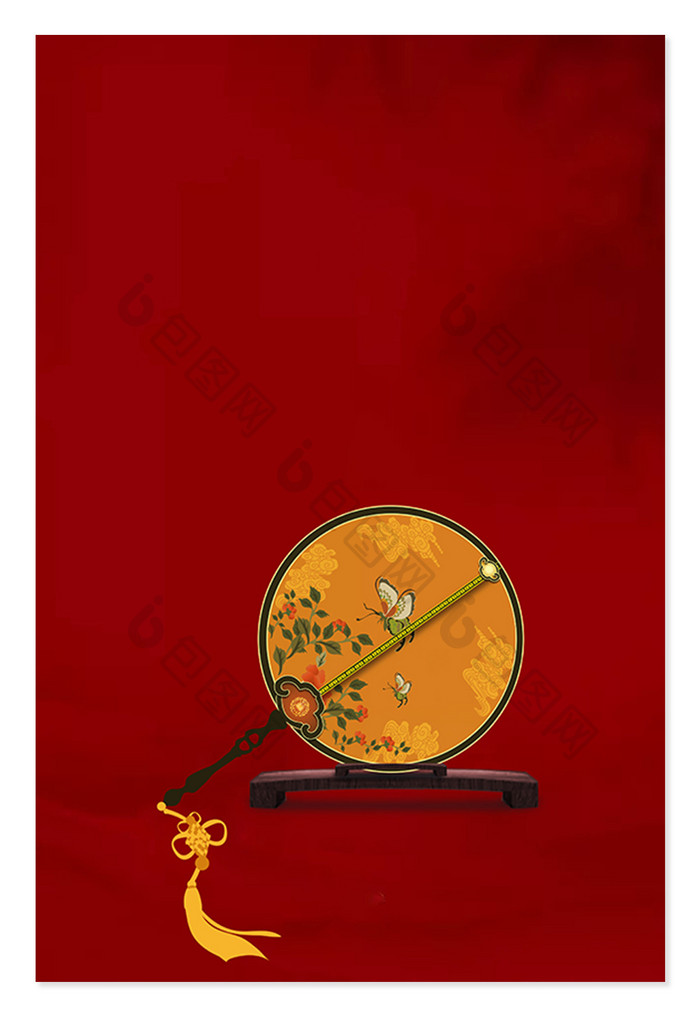 古风团扇七夕节情人节中国传统节日背景