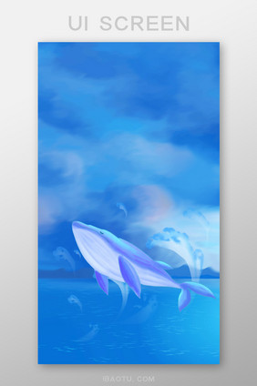 动漫文艺风天空海洋手机壁纸设计