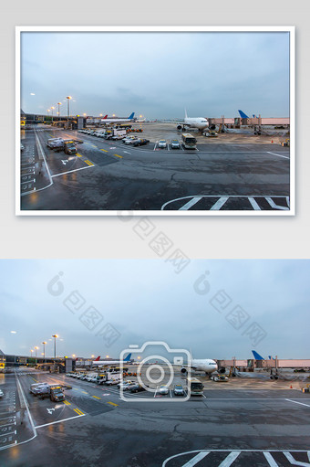 机场停机坪上的飞机摄影图片