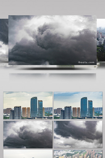 大气台风云城市建筑延时航拍宣传片图片