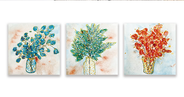手绘水彩北欧创意植物装饰画