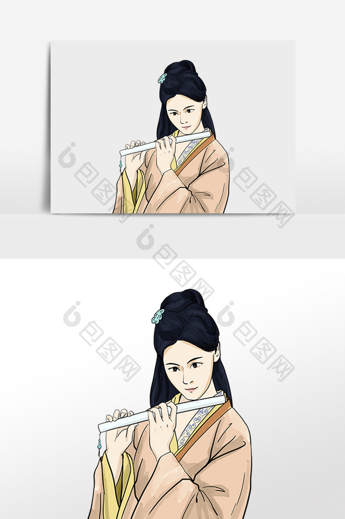 古装古代吹笛子美女