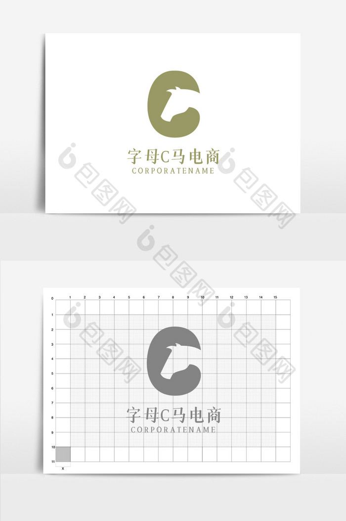 字母c商业电商文化马logo