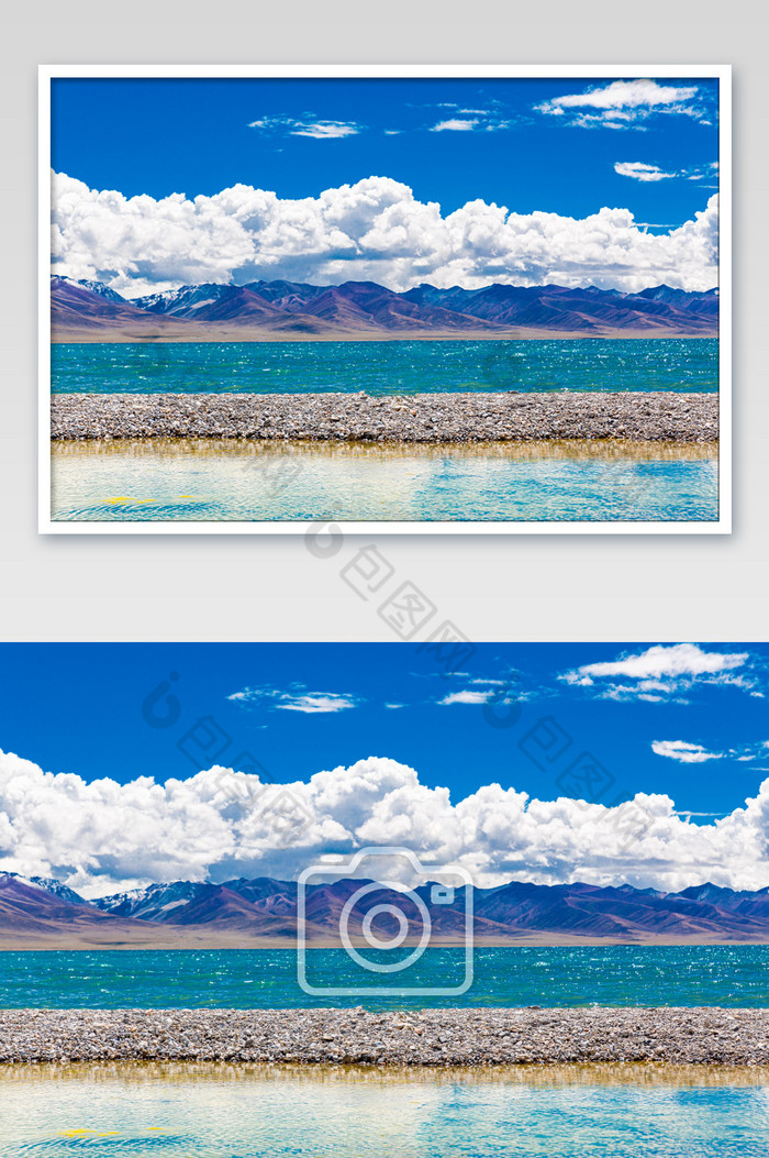 西藏纳木措湖边倒影图片图片