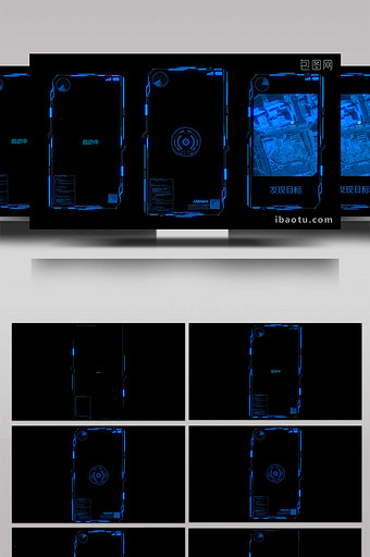 科技风蓝色短视频特效机器人HUD模板图片