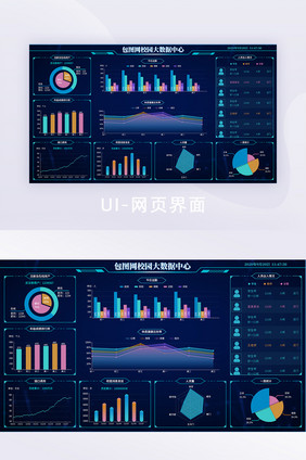 深蓝色科技感校园大数据中心UI网页界面