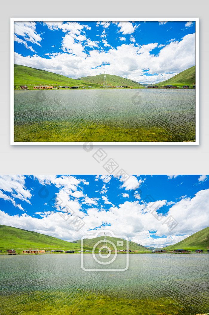 四川甘孜藏族自治州理塘高原湖泊摄影图