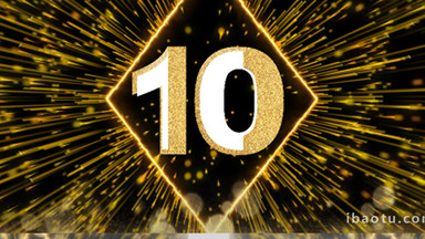 新年10秒倒计时金色闪光粒子背景视频素材