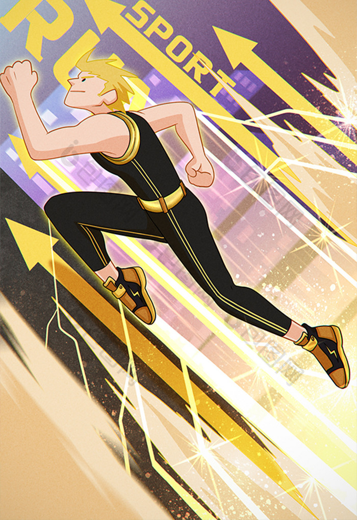 潮流帅气闪电运动健身插画