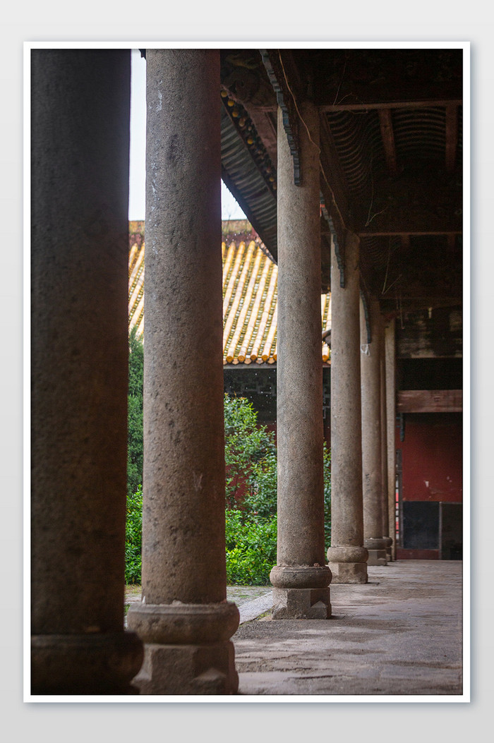 古风中式石柱长廊