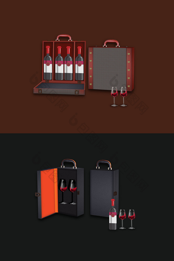 双支装红酒盒子高脚杯包装礼盒