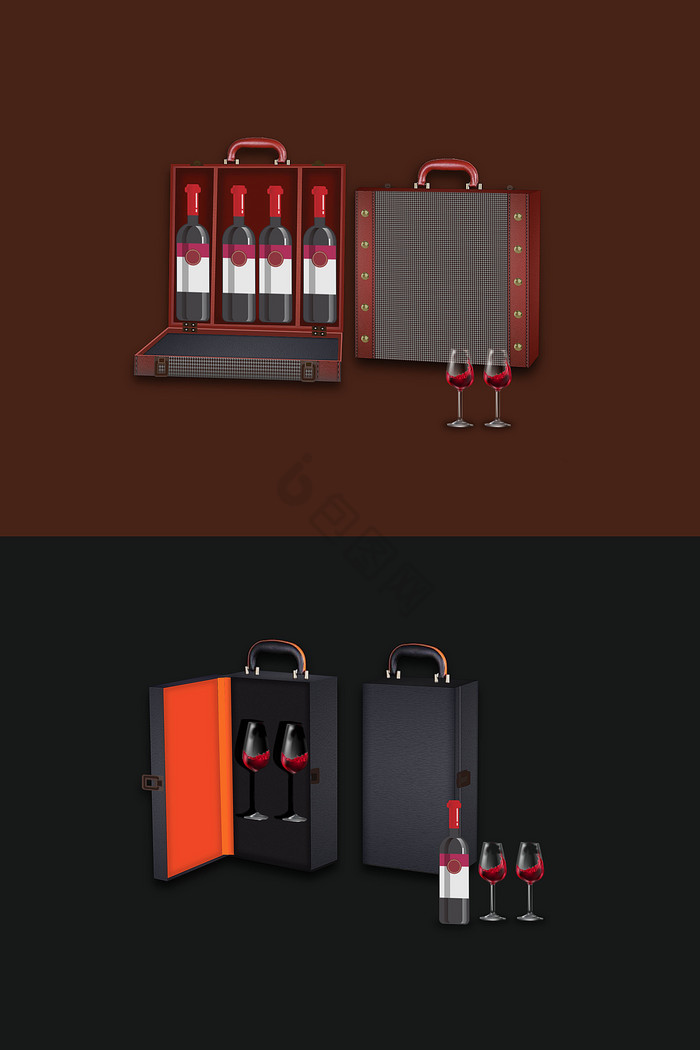双支装红酒盒子高脚杯包装礼盒图片