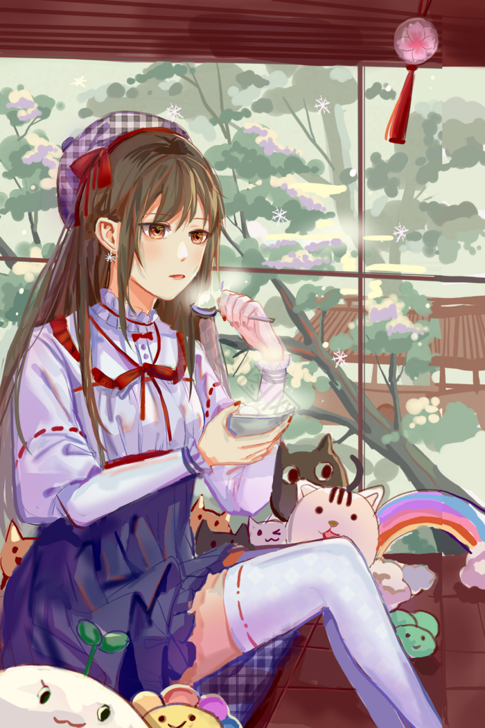 浅小雪时节温馨少女家居图插画图片