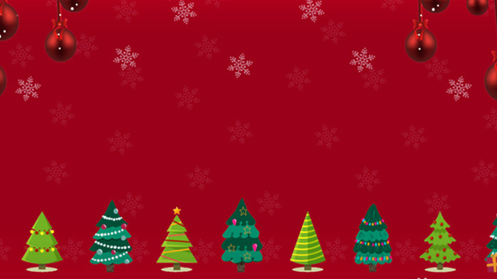 卡通圣诞树雪花元素喜气红色背景AE模板