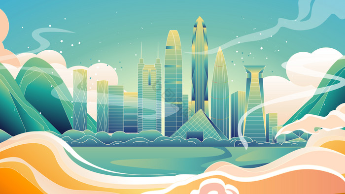 深圳城市风光建筑插画图图片