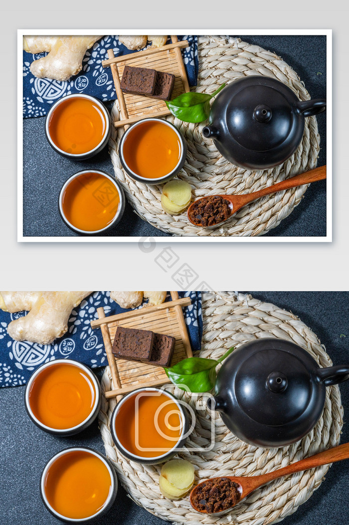 红糖姜茶饮用摄影图