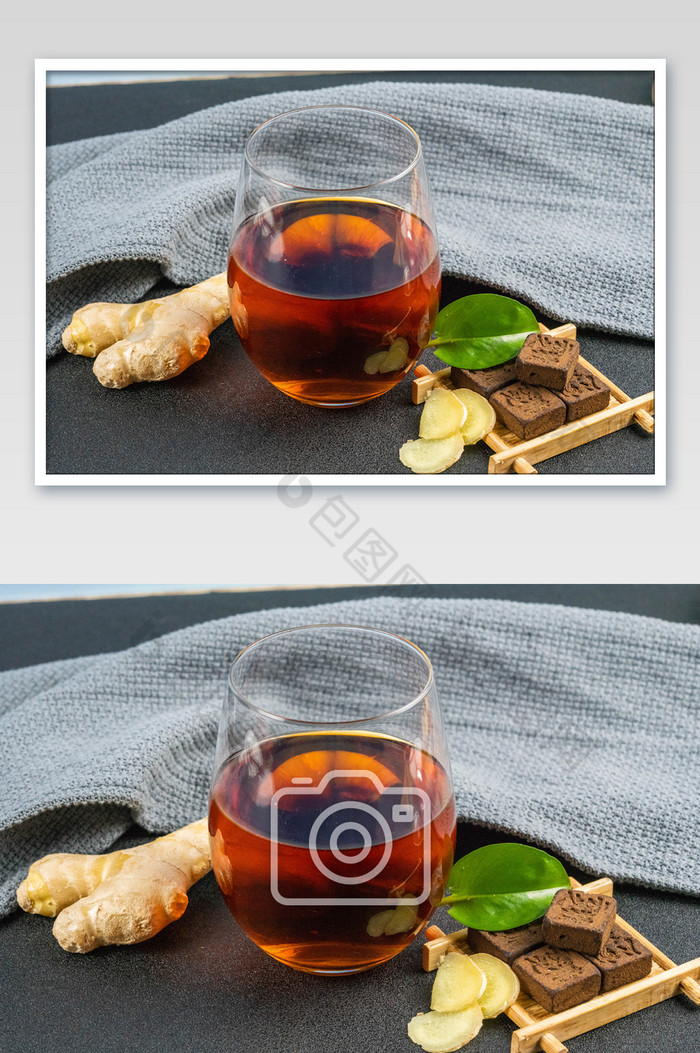 玻璃杯里的红糖姜茶图片图片