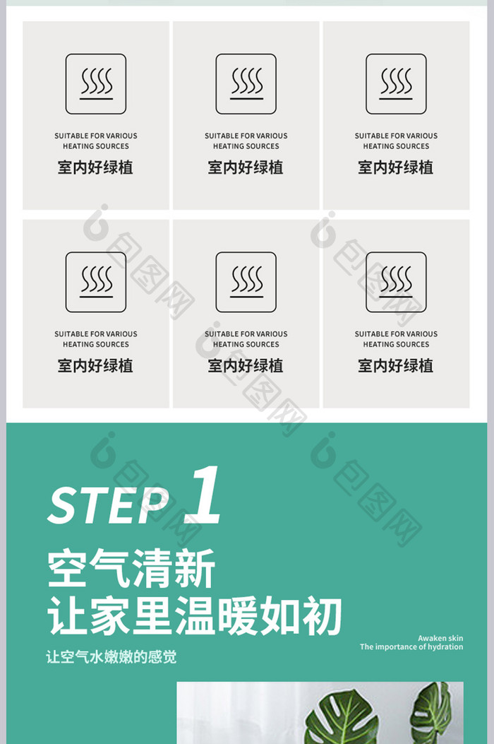 绿植盆栽花卉文艺简约小清新大气详情页