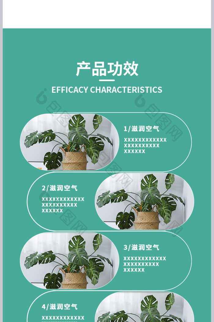 绿植盆栽花卉文艺简约小清新大气详情页