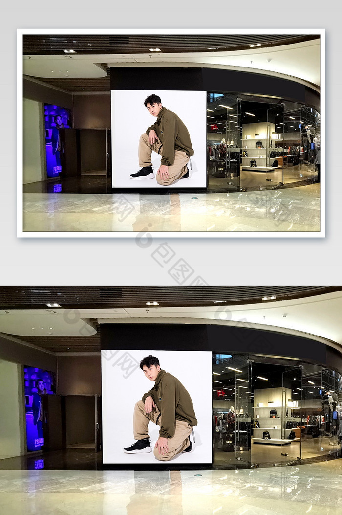 购物商场里的大型灯箱广告牌图片图片