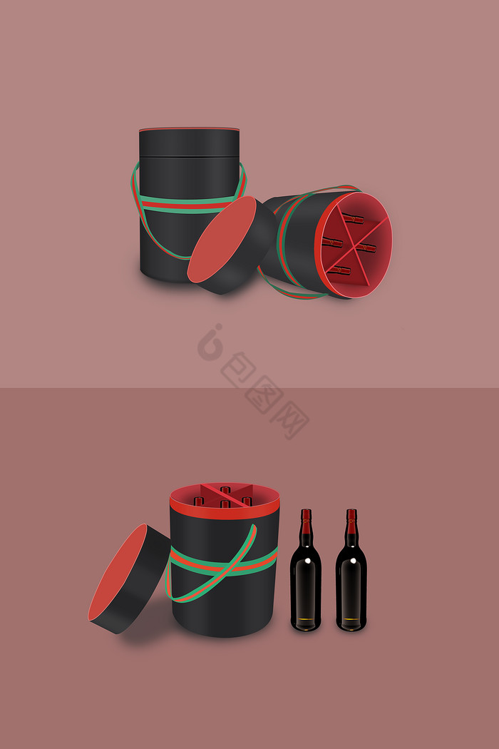 四支装圆筒红酒礼盒图片